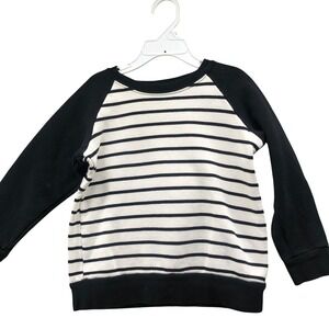 Mini Mioche Raglan Sweatshirt Kids 5 Black White Striped Organic Cotton Crewneck